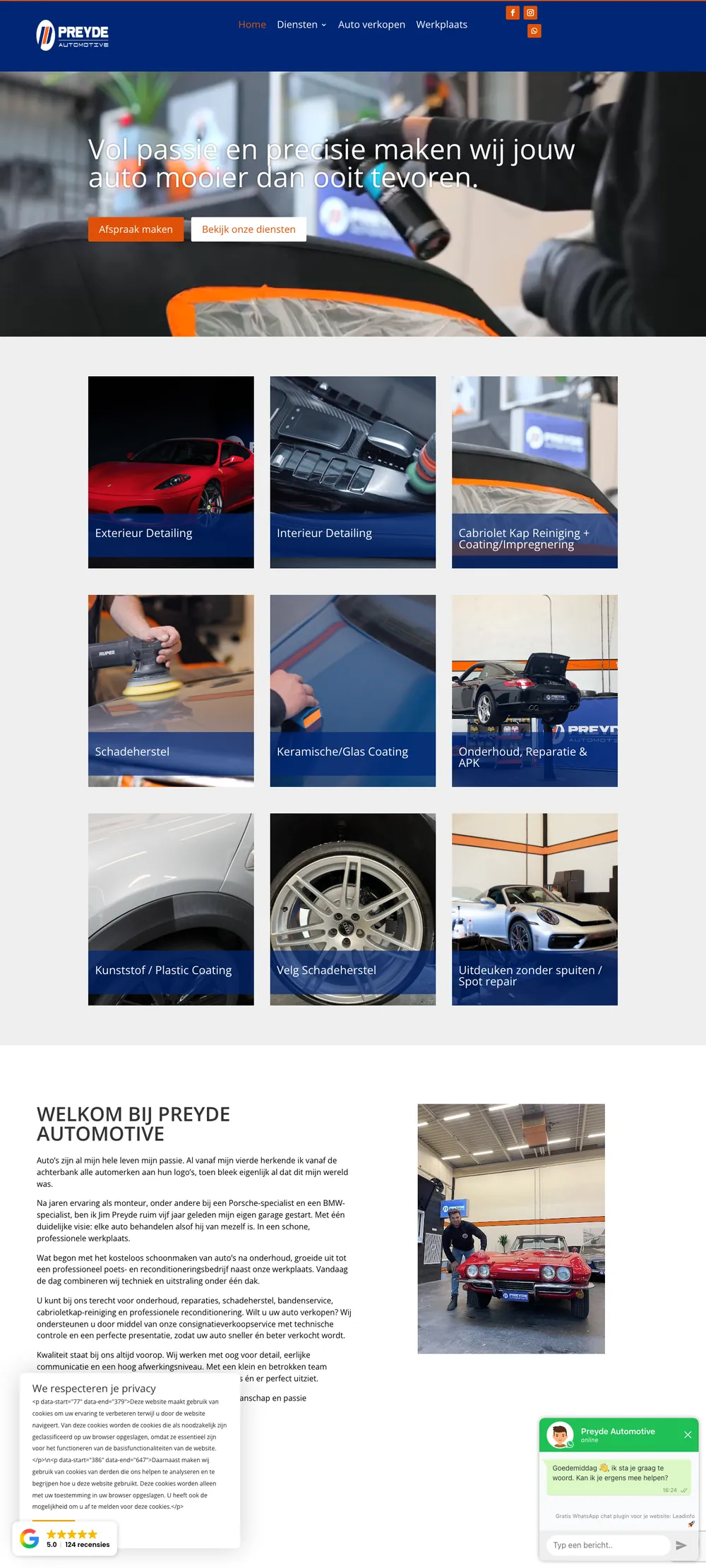 De oude WordPress-website van Preyde Automotive
