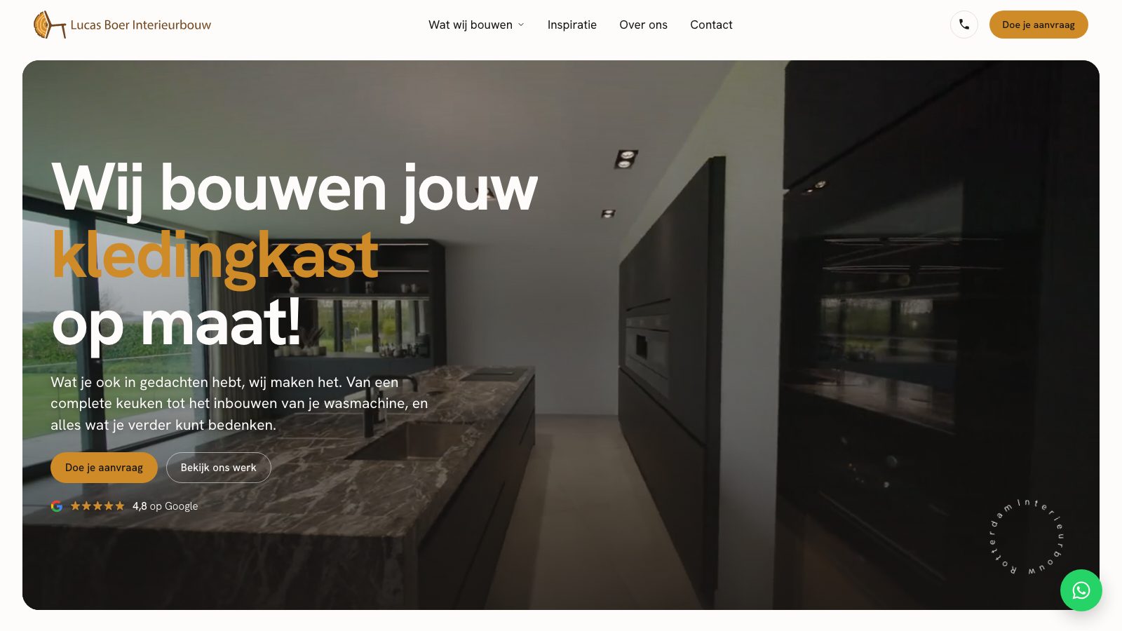 De homepage van lucasboerinterieurbouw.nl