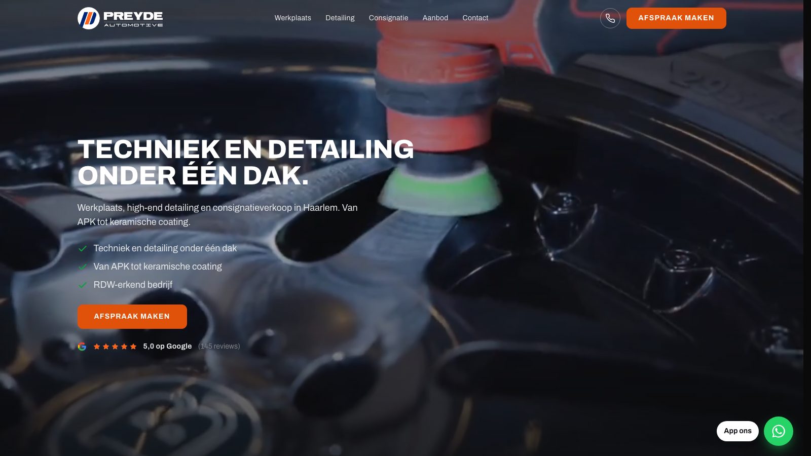 De homepage van preydeautomotive.nl