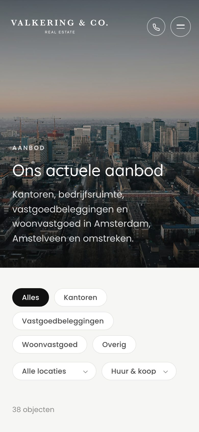 Het aanbod van valkering.co op mobiel